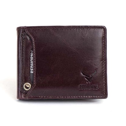 Men's Genuine Leather Bi-fold Wallet With Detachable Cardholder